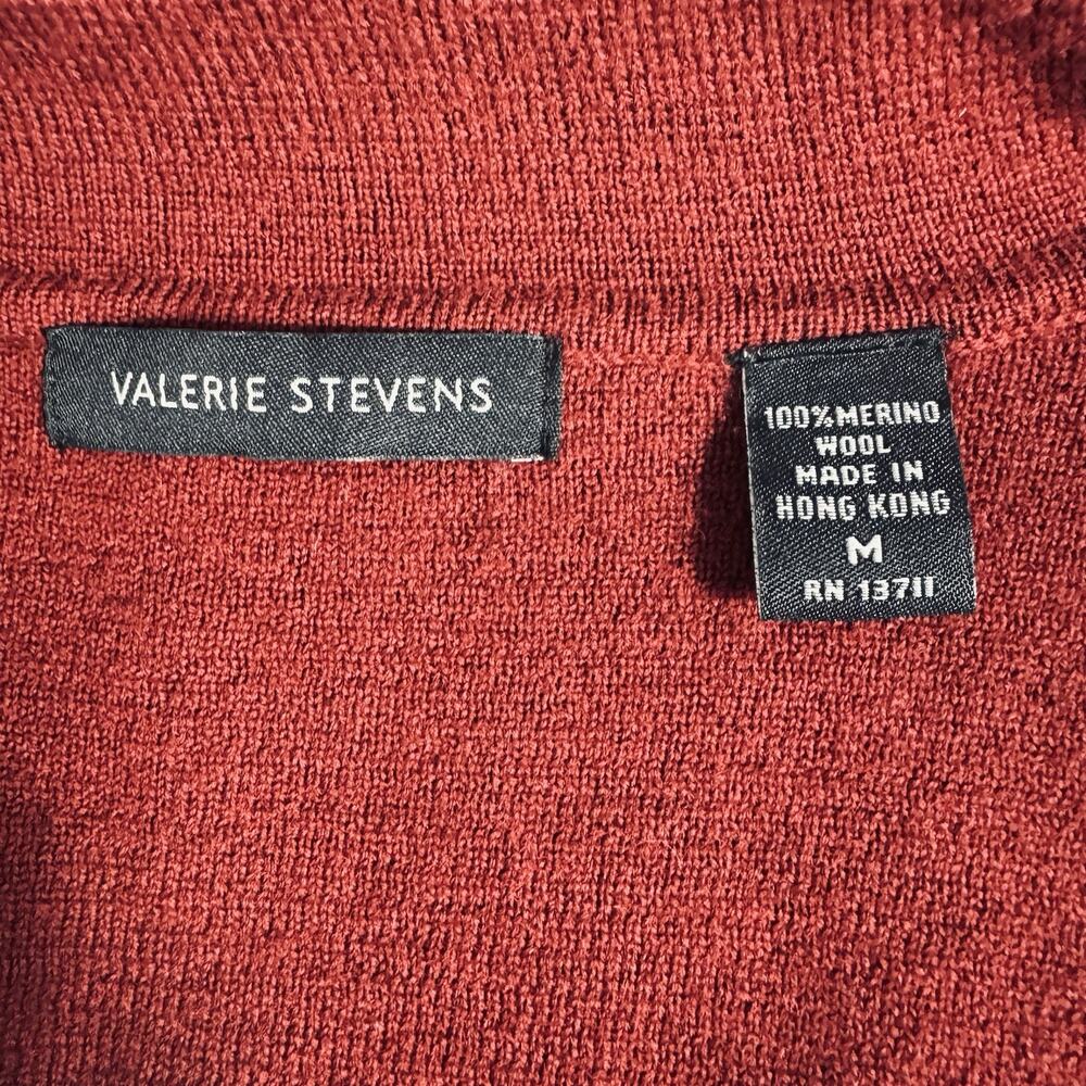 Valerie Stevens Medium Red Blazer Sweater Coatigan Merino Wool Cardigan‎ Pocket - Picture 4 of 5